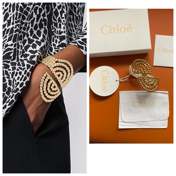 Chloe Jewelry - New! CHLOE Valeria Gold Toned Chain Cuff Bracelet